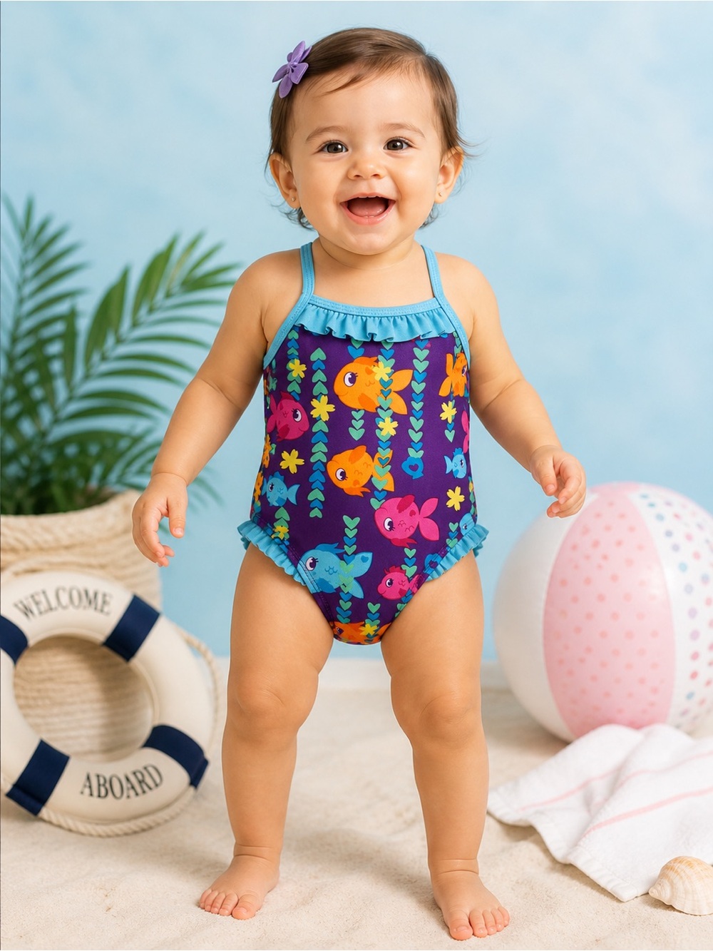 Baby girl swimsuit (Jump’N Splash)
Size: 18M (~12–18 months)